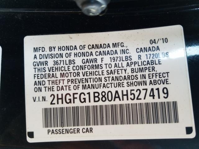 2010 HONDA CIVIC EX 2HGFG1B80AH527419