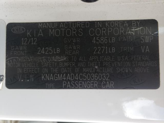 2012 KIA OPTIMA HYB - KNAGM4AD4C5036032
