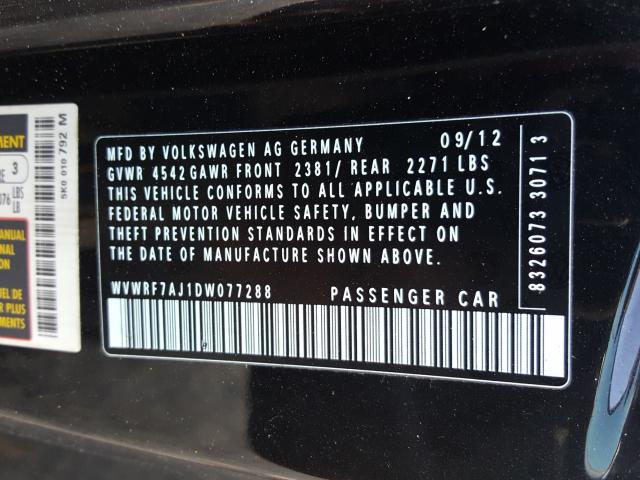2013 VOLKSWAGEN GOLF R WVWRF7AJ1DW077288