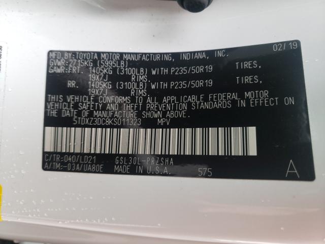 2019 TOYOTA SIENNA SE 5TDXZ3DC8KS011323
