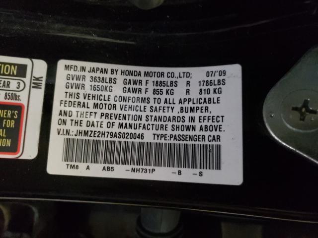 2010 HONDA INSIGHT EX JHMZE2H79AS020046