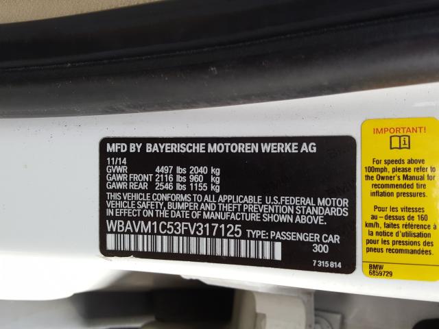 2015 BMW X1 SDRIVE2 WBAVM1C53FV317125