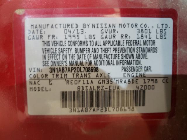 2013 NISSAN SENTRA SR 3N1AB7AP2DL708698