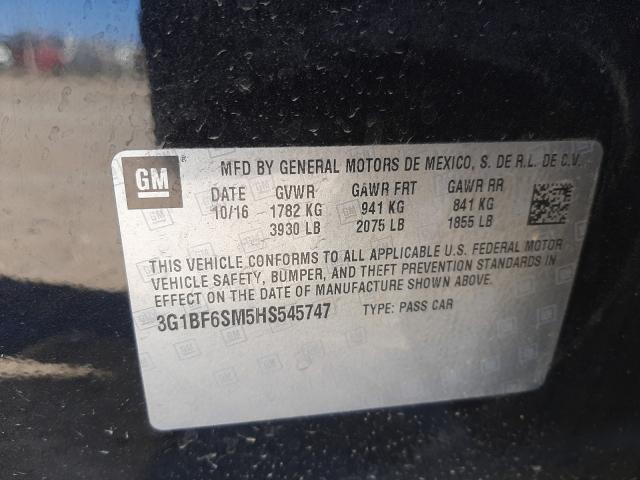 2017 CHEVROLET CRUZE PREM 3G1BF6SM5HS545747