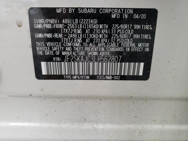 2020 SUBARU FORESTER P JF2SKAJC3LH562807