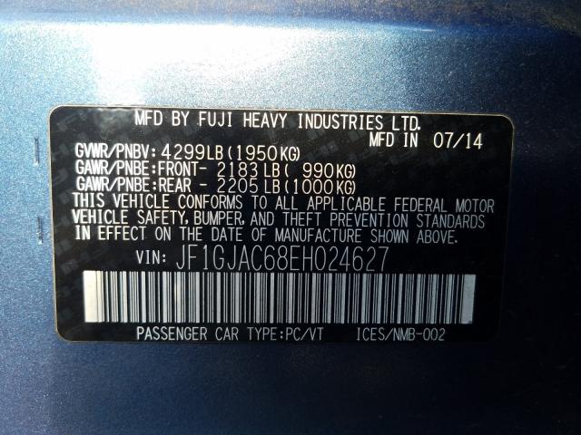 2014 SUBARU IMPREZA PR JF1GJAC68EH024627