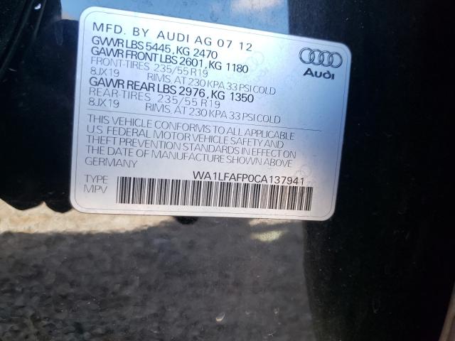 2012 AUDI Q5 PREMIUM WA1LFAFP0CA137941