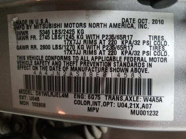 2011 MITSUBISHI ENDEAVOR L 4A4JN2AS8BE014583
