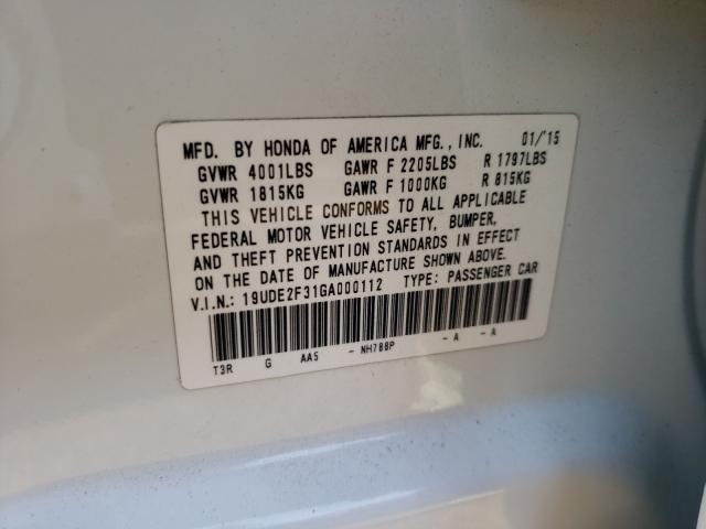 2016 ACURA ILX BASE W 19UDE2F31GA000112