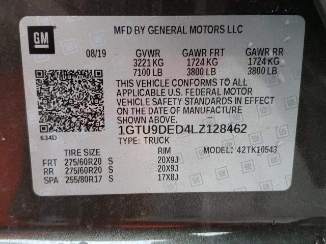 2020 GMC SIERRA K15 1GTU9DED4LZ128462