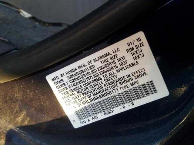 2010 HONDA ODYSSEY EX 5FNRL3H66AB050171