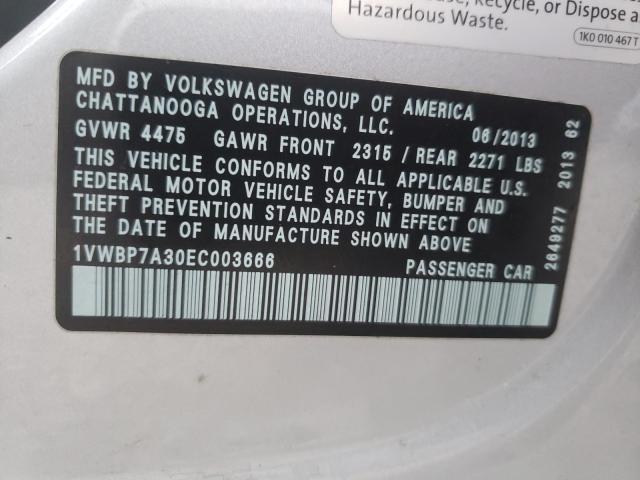 2014 VOLKSWAGEN PASSAT SE 1VWBP7A30EC003666