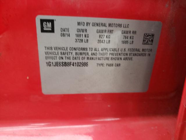 2015 CHEVROLET SONIC LTZ 1G1JE6SB8F4102986