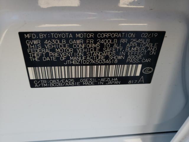 2019 LEXUS IS 350 JTHBZ1D27K5034618
