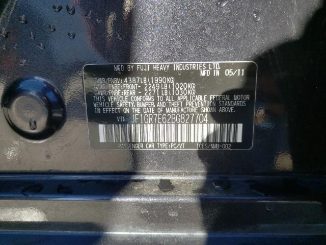 2011 SUBARU IMPREZA WR JF1GR7E62BG827704