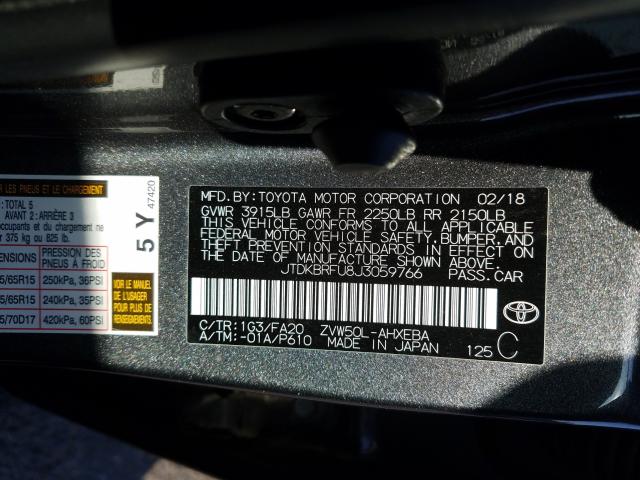 2018 TOYOTA PRIUS JTDKBRFU8J3059766