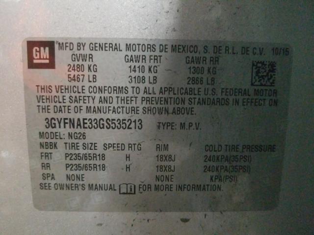 2016 CADILLAC SRX 3GYFNAE33GS535213