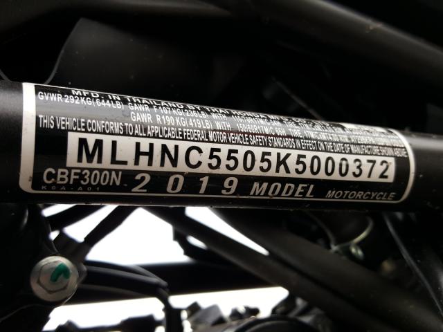2019 HONDA CBF300 N MLHNC5505K5000372
