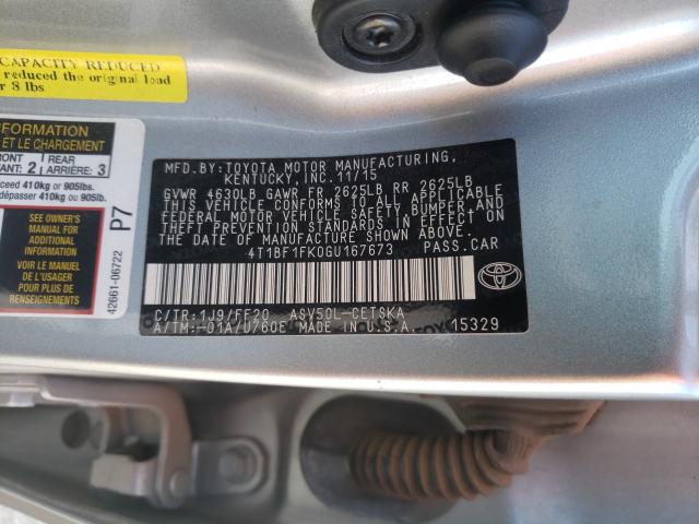 2016 TOYOTA CAMRY LE 4T1BF1FK0GU167673