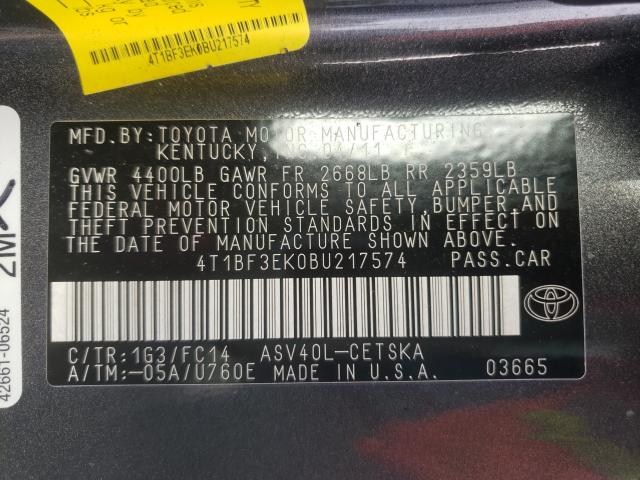 2011 TOYOTA CAMRY BASE 4T1BF3EK0BU217574