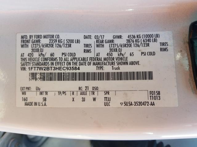 2017 FORD F250 SUPER 1FT7W2BT3HEC93584