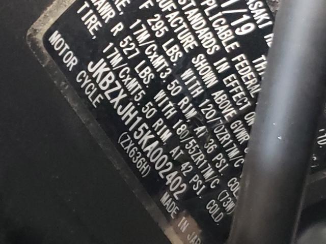 2019 KAWASAKI ZX636 K JKBZXJH15KA002402