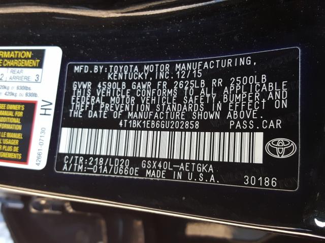 2016 TOYOTA AVALON XLE 4T1BK1EB6GU202858