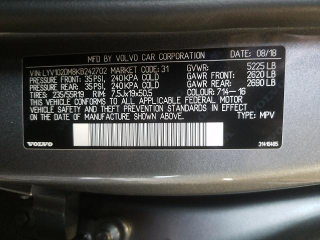 2019 VOLVO XC60 T5 R- LYV102DM8KB242702