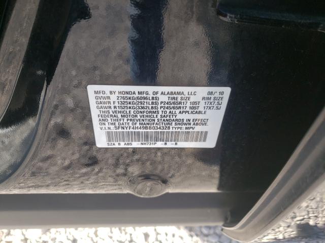 2011 HONDA PILOT EX 5FNYF4H49BB034328