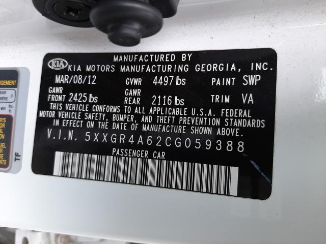 2012 KIA OPTIMA SX 5XXGR4A62CG059388