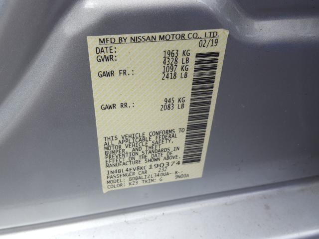 2019 NISSAN ALTIMA SL 1N4BL4EV8KC190374