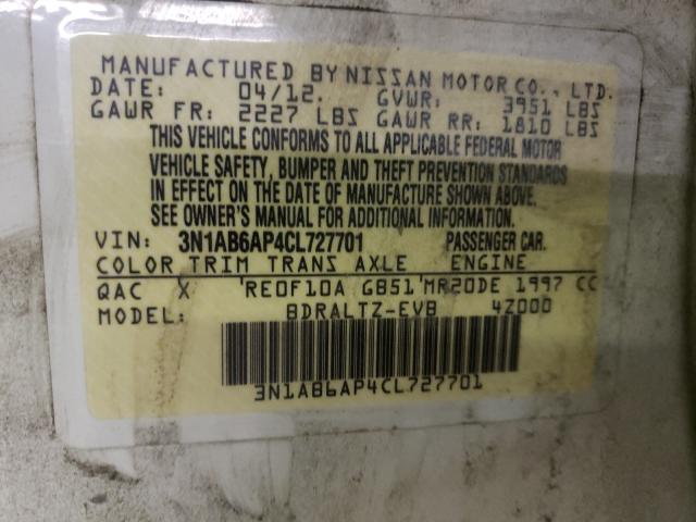 2012 NISSAN SENTRA 2.0 3N1AB6AP4CL727701
