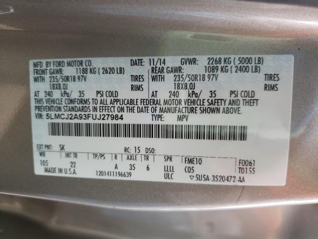 2015 LINCOLN MKC 5LMCJ2A93FUJ27984