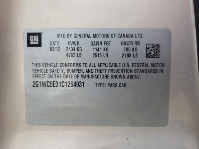 2012 CHEVROLET IMPALA LTZ 2G1WC5E31C1264931
