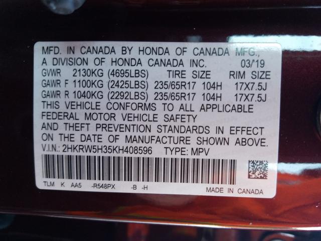 2019 HONDA CR-V LX 2HKRW5H35KH408596