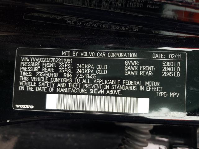 2011 VOLVO XC60 T6 YV4902DZ2B2201981