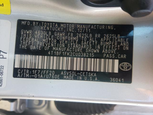2012 TOYOTA CAMRY 4T1BF1FK2CU038215