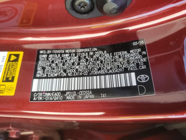 2018 TOYOTA MIRAI JTDBVRBD9JA004297