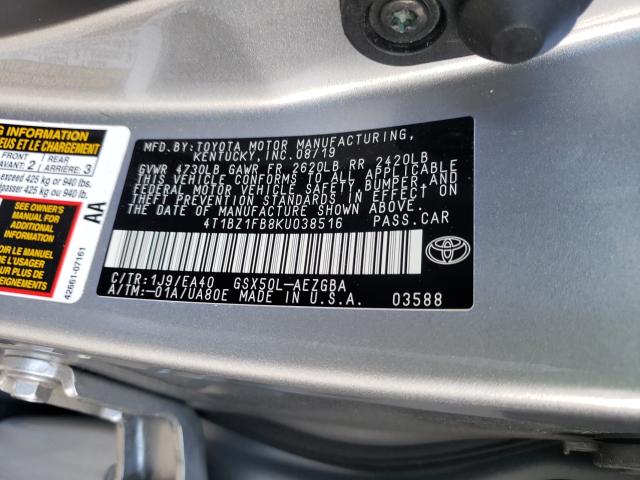 2019 TOYOTA AVALON XLE 4T1BZ1FB8KU038516