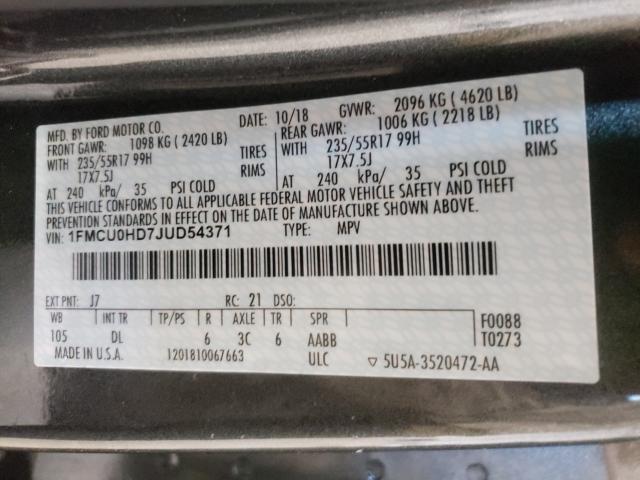 2018 FORD ESCAPE SEL 1FMCU0HD7JUD54371