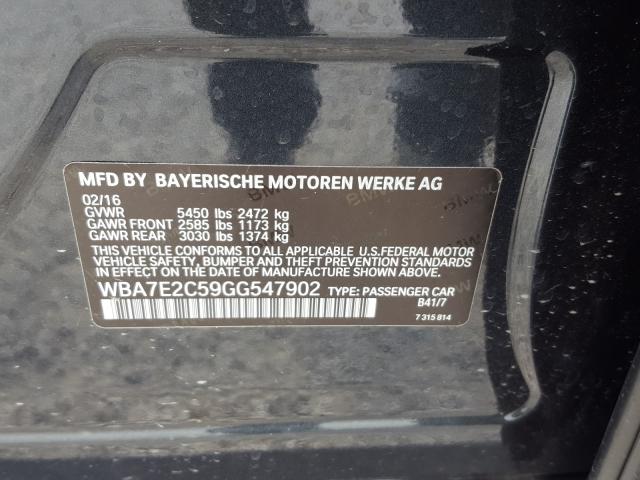 2016 BMW 740 I WBA7E2C59GG547902