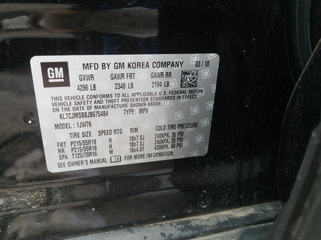 2018 CHEVROLET TRAX PREMI KL7CJMSB8JB675484