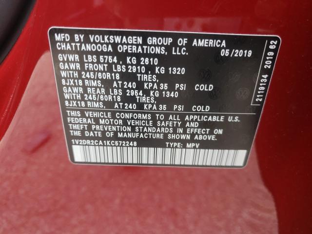 2019 VOLKSWAGEN ATLAS SE 1V2DR2CA1KC572248