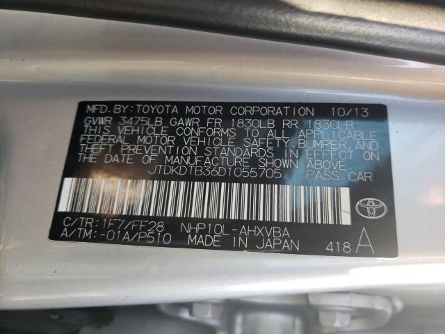 2013 TOYOTA PRIUS C JTDKDTB36D1055705
