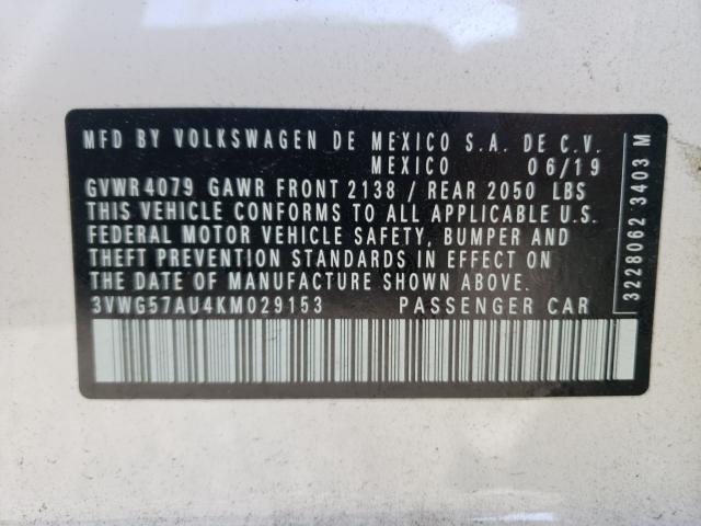 2019 VOLKSWAGEN GOLF S 3VWG57AU4KM029153