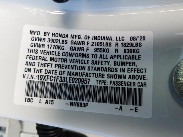 2020 HONDA CIVIC EX 19XFC1F33LE020957