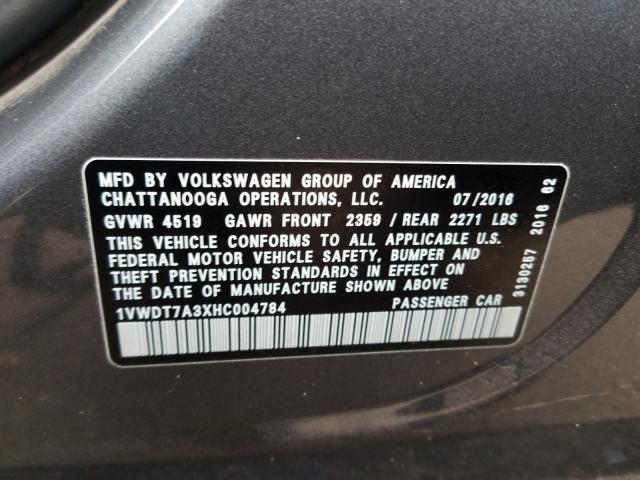 2017 VOLKSWAGEN PASSAT R-L 1VWDT7A3XHC004784