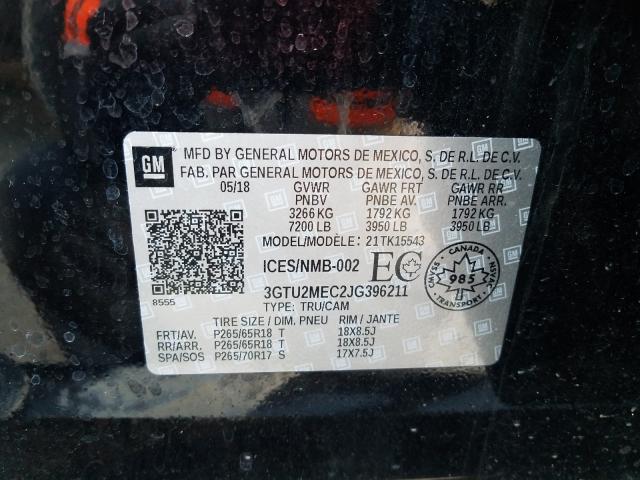 2018 GMC SIERRA K15 3GTU2MEC2JG396211