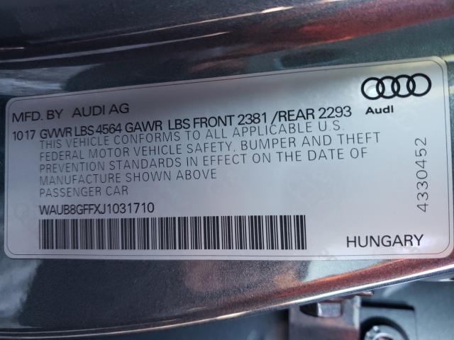 2018 AUDI A3 PREMIUM WAUB8GFFXJ1031710