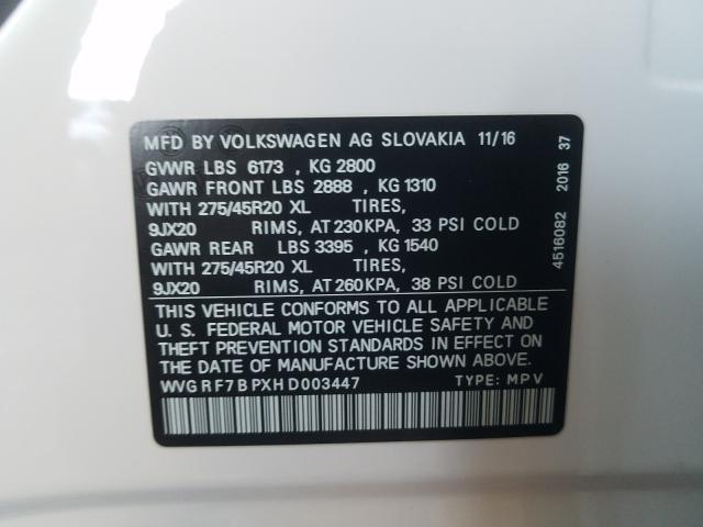 2017 VOLKSWAGEN TOUAREG WO WVGRF7BPXHD003447